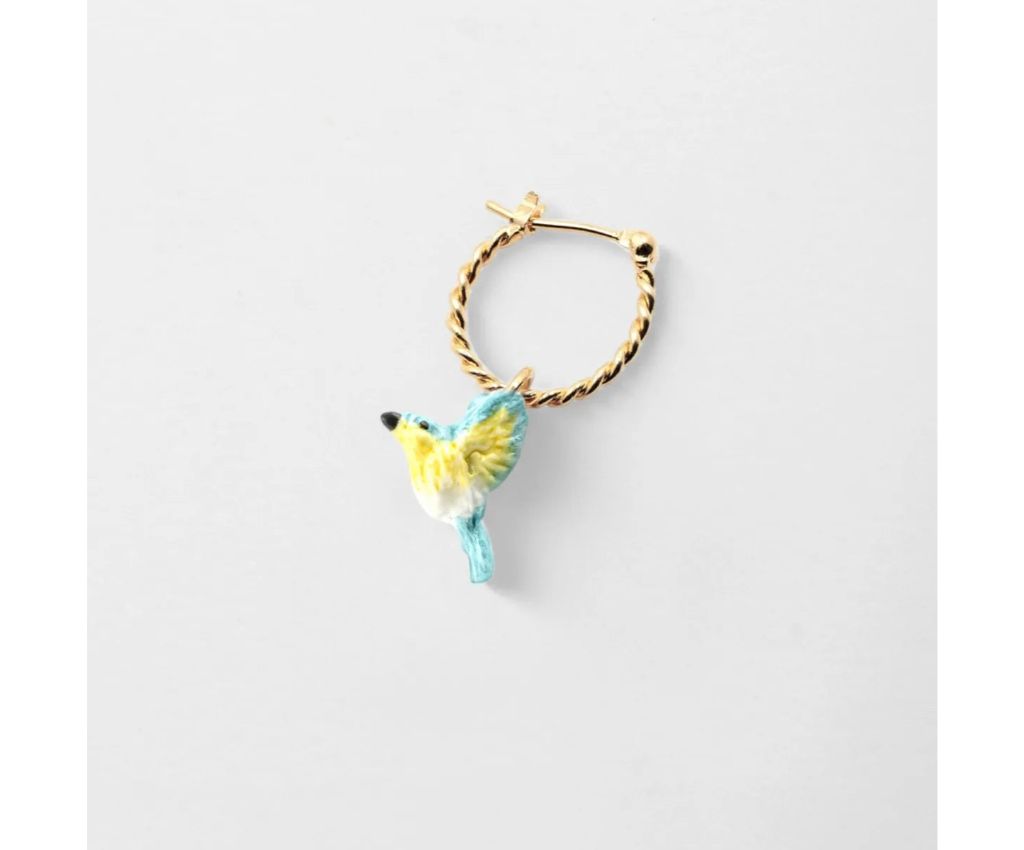 藍色鶯鳥迷你耳環 (單隻)